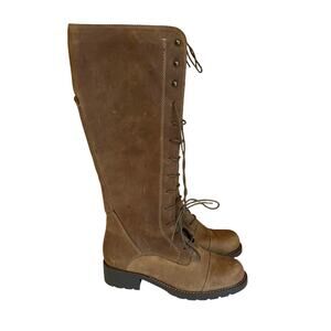 CLARKS Leather Knee High Lace Up Riding Boot